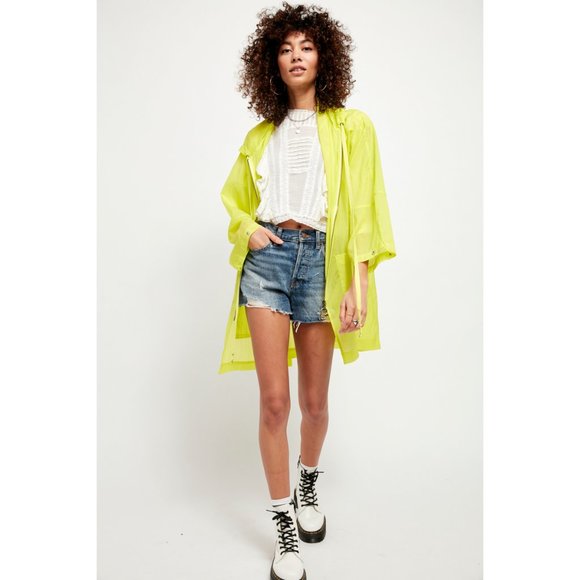 NWT Free People Callie Poncho / Neon Chartreuse - Picture 3 of 6